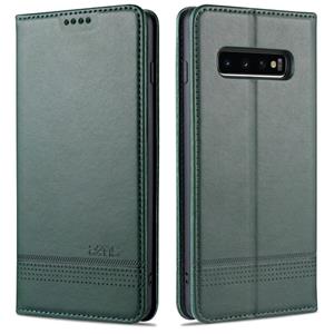 Voor Samsung Galaxy S10 AZNS Magnetic Calf Texture Horizontale Flip Lederen case met kaartslots & portemonnee (Donkergroen)