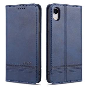 AZNS Magnetic Calf Texture Horizontale Flip Lederen case met kaartslots & portemonnee voor iPhone XR(Donkerblauw)