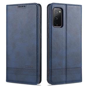 Voor Samsung Galaxy S20 FE AZNS Magnetic Calf Texture Horizontale Flip Lederen case met kaartslots & portemonnee (donkerblauw)