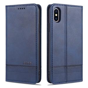 AZNS Magnetic Calf Texture Horizontale Flip Lederen case met kaartslots & portemonnee voor iPhone XS Max(Donkerblauw)