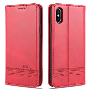 AZNS Magnetic Calf Texture Horizontale Flip Lederen case met kaartslots & portemonnee voor iPhone XS Max(Rood)