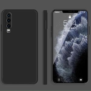 Huismerk Voor Huawei P30 Solid Color Imitation Liquid Silicone Straight Edge Dropproof Full Coverage Beschermhoes (zwart)