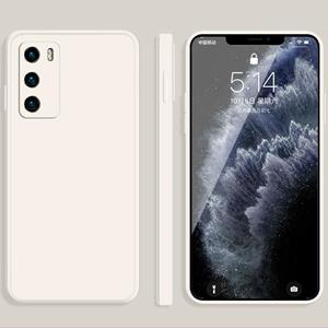 Huismerk Voor Huawei P40 Solid Color Imitation Liquid Silicone Straight Edge Dropproof Full Coverage Beschermhoes (Wit)