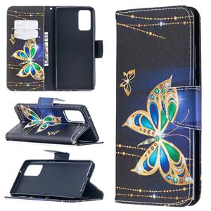 huismerk Voor Samsung Galaxy Note20 Gekleurd tekenpatroon horizontaal flip lederen hoesje met houder & kaartslots & portemonnee (Big Butterfly)