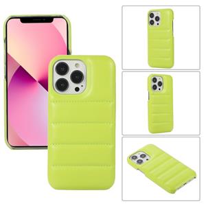 huismerk Dikke Down Jacket Soft PU-telefooncase voor iPhone 13 (Lichtgroen)