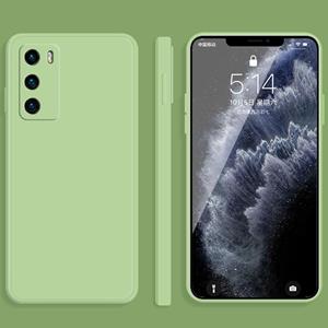 Huismerk Voor Huawei P40 Solid Color Imitation Liquid Silicone Straight Edge Dropproof Full Coverage Beschermhoes (Matcha Green)
