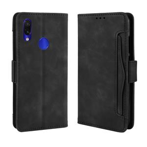 huismerk Portemonnee stijl huid voelen kalf patroon lederen draagtas voor Xiaomi Redmi opmerking 7/opmerking 7 Pro/Opmerking 7S met aparte kaartsleuf (zwart)