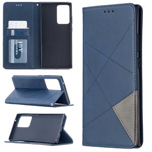 huismerk Voor Samsung Galaxy Note 20 Ultra Rhombus Textuur Horizontale Flip Magnetic Leather Case met Holder & Card Slots & Wallet(Blauw)