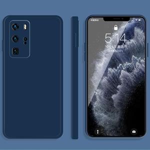 Huismerk Voor Huawei P40 Pro Solid Color Imitation Liquid Silicone Straight Edge Dropproof Full Coverage Beschermhoes (Blauw)
