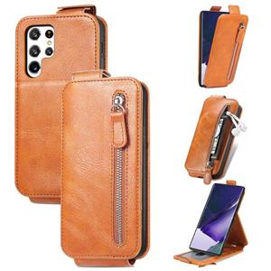 huismerk Voor Samsung Galaxy S22 Ultra 5G ritsje Wallet Vertical Flip Leather Phone Case