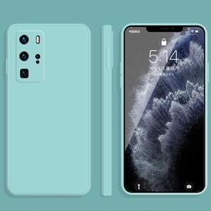 Huismerk Voor Huawei P40 Pro Solid Color Imitation Liquid Silicone Straight Edge Dropproof Full Coverage Protective Case (Hemelsblauw)