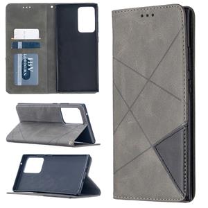 huismerk Voor Samsung Galaxy Note 20 Ultra Rhombus Textuur Horizontale Flip Magnetic Leather Case met Holder & Card Slots & Wallet(Grey)