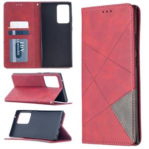 huismerk Voor Samsung Galaxy Note 20 Ultra Rhombus Textuur Horizontale Flip Magnetic Leather Case met Holder & Card Slots & Wallet(Red)