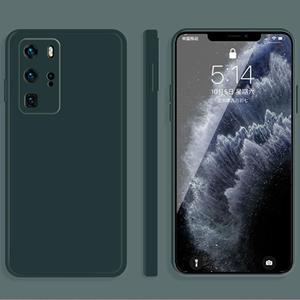 Huismerk Voor Huawei P40 Pro Solid Color Imitation Liquid Silicone Straight Edge Dropproof Full Coverage Beschermhoes (Donkergroen)