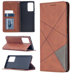 huismerk Voor Samsung Galaxy Note 20 Ultra Rhombus Textuur Horizontale Flip Magnetic Leather Case met Holder & Card Slots & Wallet(Brown)