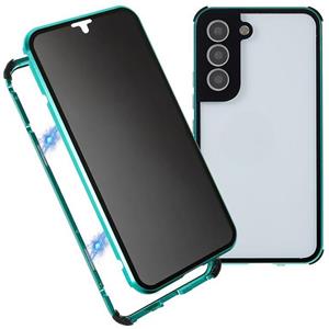 huismerk For Samsung Galaxy S22+ 5G Anti-peeping Magnetic Double-sided Tempered Glass Phone Case(Green)