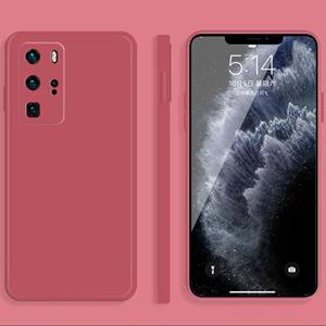 Huismerk Voor Huawei P40 Pro Solid Color Imitation Liquid Silicone Straight Edge Dropproof Full Coverage Beschermhoes (Rood)