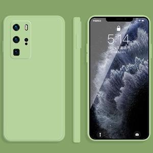 Huismerk Voor Huawei P40 Pro Solid Color Imitation Liquid Silicone Straight Edge Dropproof Full Coverage Protective Case (Matcha Green)