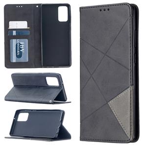 huismerk Voor Samsung Galaxy Note 20 Rhombus Textuur Horizontale Flip Magnetic Leather Case met Holder & Card Slots & Wallet(Zwart)