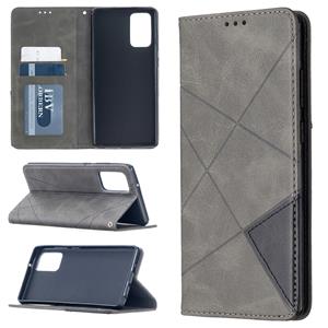 huismerk Voor Samsung Galaxy Note 20 Rhombus Texture Horizontale Flip Magnetic Leather Case met Holder & Card Slots & Wallet(Grey)