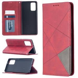 huismerk Voor Samsung Galaxy Note 20 Rhombus Textuur Horizontale Flip Magnetic Leather Case met Holder & Card Slots & Wallet(Red)