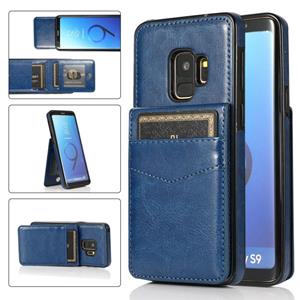 huismerk Voor Samsung Galaxy S9 Solid Color PC + TPU Beschermhoes met houder & Card Slots (Blauw)