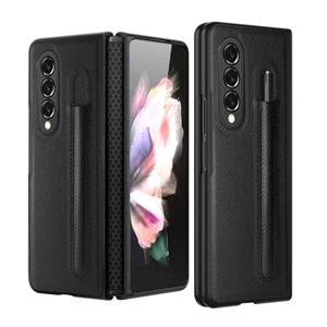 Voor Samsung Galaxy Z Fold3 5G GKK Scharnier Litchi Texture PU + PC Phone Case met Pen Slot