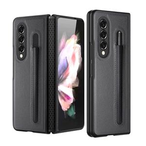 Voor Samsung Galaxy Z Fold3 5G GKK Scharnier Litchi Texture PU + PC Phone Case met Pen Slot