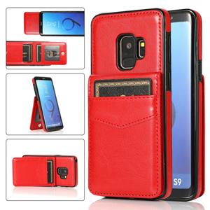 huismerk Voor Samsung Galaxy S9 Solid Color PC + TPU Beschermhoes met houder & Card Slots (Rood)