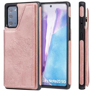 huismerk Cat Tree Embossing Pattern Shockproof Protective Case met Card Slots & Photo Frame & Holder Voor Samsung Galaxy Note20 (Rose Gold)