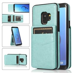 huismerk Voor Samsung Galaxy S9 Solid Color PC + TPU beschermhoes met houder en kaartsleuven (groen)