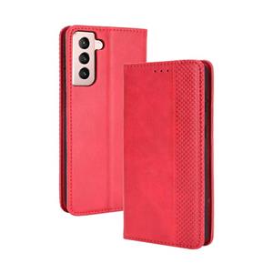 huismerk Voor Samsung Galaxy S21 5G Magnetische Gesp Retro Crazy Horse Textuur Horizontale Flip Lederen Case met Houder & Kaart Slots & Foto Frame (Rood)