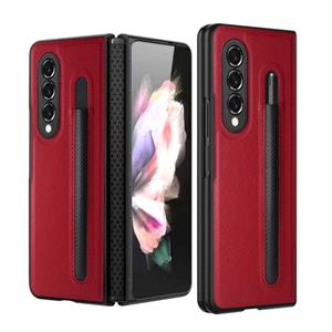 Voor Samsung Galaxy Z Fold3 5G GKK Scharnier Litchi Texture PU + PC Phone Case met Pen Slot