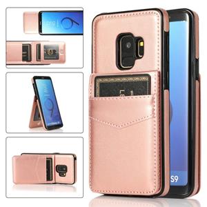 huismerk Voor Samsung Galaxy S9 Solid Color PC + TPU Beschermhoes met houder & Card Slots (Rose Gold)