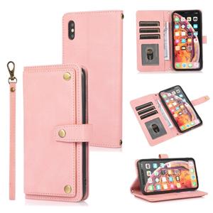 huismerk PU + TPU Horizontale Flip Lederen Case met Houder & Card Slot & Wallet & Lanyard voor iPhone XR (PINK)