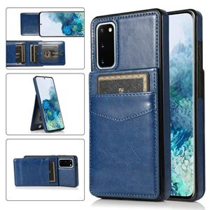 huismerk Voor Samsung Galaxy S20 Solid Color PC + TPU Beschermhoes met houder & Card Slots (Blauw)