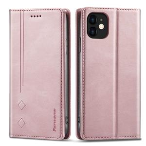 Forwenw f2-serie magnetische horizontale flip lederen tas met houder & kaart slots & portemonnee voor iPhone 13 mini (rose goud)