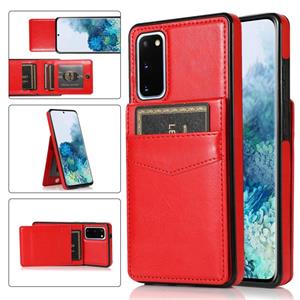 huismerk Voor Samsung Galaxy S20 Solid Color PC + TPU beschermhoes met houder en kaartsleuven (rood)