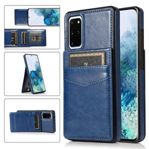 huismerk Voor Samsung Galaxy S20 Plus Solid Color PC + TPU Beschermhoes met houder & Card Slots (Blauw)