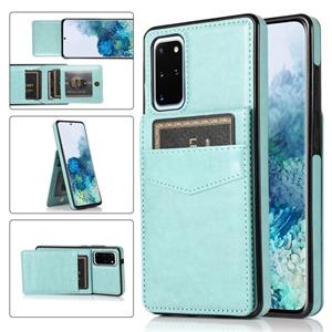 huismerk Voor Samsung Galaxy S20 Plus Solid Color PC + TPU Beschermhoes met houder en kaartsleuven (groen)