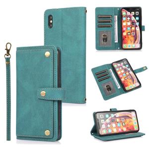 huismerk PU + TPU Horizontale Flip Lederen Case met Houder & Card Slot & Wallet & Lanyard voor iPhone XS MAX (Lake Blue)