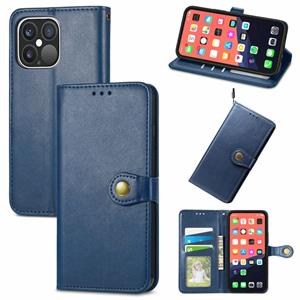 huismerk Voor iPhone 13 Pro Max Effen Kleur Lederen Gesp Telefoonhoesje met Lanyard & Photo Frame & Card Slot & Wallet & Stand-functie