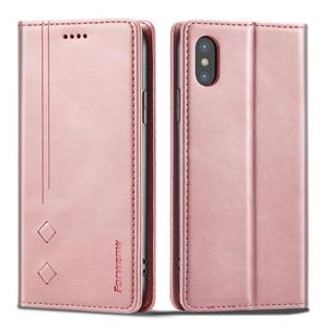 ForwenW F2-serie Magnetische horizontale flip lederen tas met houder & kaart slots & portefeuille voor iPhone XR (ROSE GOUD)