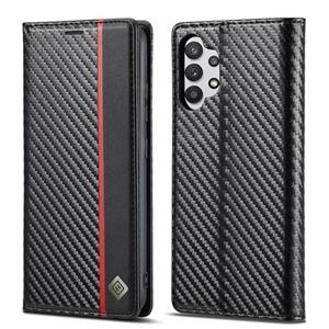 LC.IMEEKE Carbon Fiber PU + TPU Horizontal Flip Leather Case with Holder & Card Slot & Wallet For Samsung Galaxy A32 4G / 5G(Vertical Black)