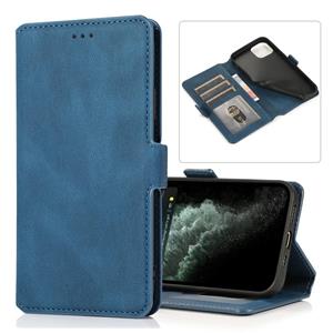 huismerk Retro Magnetic Closing Clasp Horizontale Flip Lederen Case met Houder & Card Slots & Photo Frame & Wallet Voor iPhone 12 mini(Navy Blue)