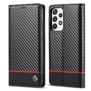 LC.IMEEKE Carbon Fiber PU + TPU Horizontal Flip Leather Case with Holder & Card Slot & Wallet For Samsung Galaxy A52 5G / 4G(Horizontal Black)