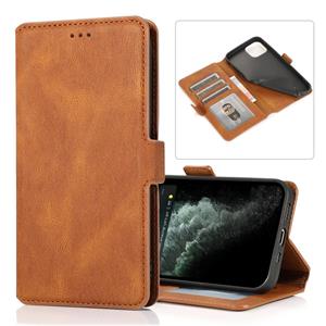 huismerk Retro Magnetic Closing Clasp Horizontale Flip Lederen Case met Houder & Card Slots & Photo Frame & Wallet Voor iPhone 12 mini(Bruin)