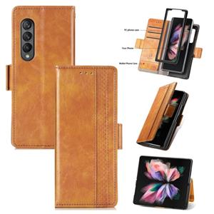 huismerk Voor Samsung Galaxy Z VOUW3 5G CASENEO Zakelijke Splicing Dubbele Magnetische Gesp Horizontale Flip PU Lederen Case met Houder & Card Slots & Portemon