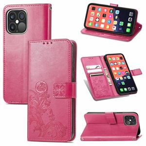 huismerk Voor iPhone 13 Pro Max Four-Leaf Clover Clasp Inmorting Buckle Mobiele Telefoon Bescherming Leren Case met Lanyard & Card Slot & Portemonnee & Bracket