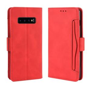 huismerk Portemonnee stijl huid gevoel kalf patroon lederen draagtas voor Galaxy S10 PLUS met aparte kaartsleuf (rood)